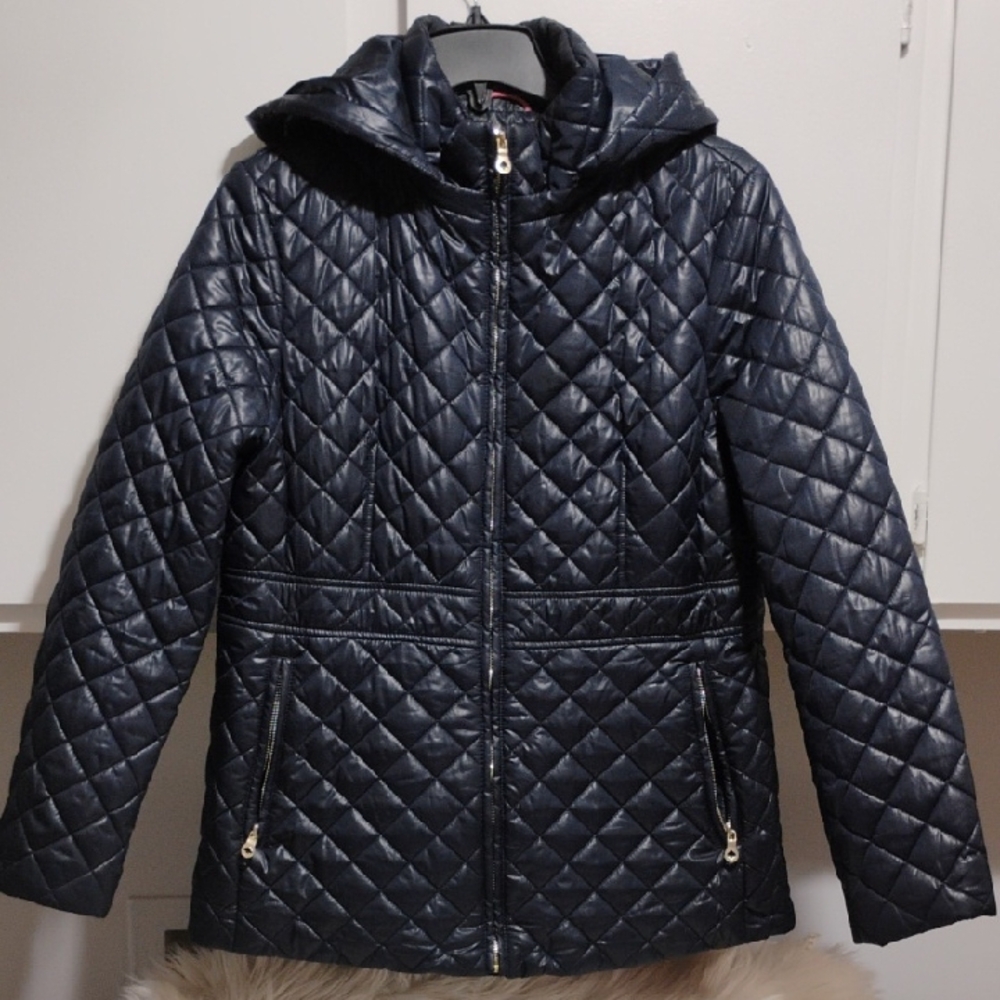 (X1) SALE! Kate Spade New York Navy Quilted Puffer Jacket Sz.L Worn 1X